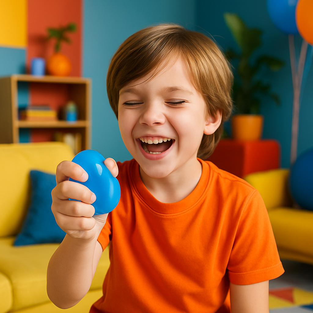 BALLE ANTI STRESS ENFANT BLEU