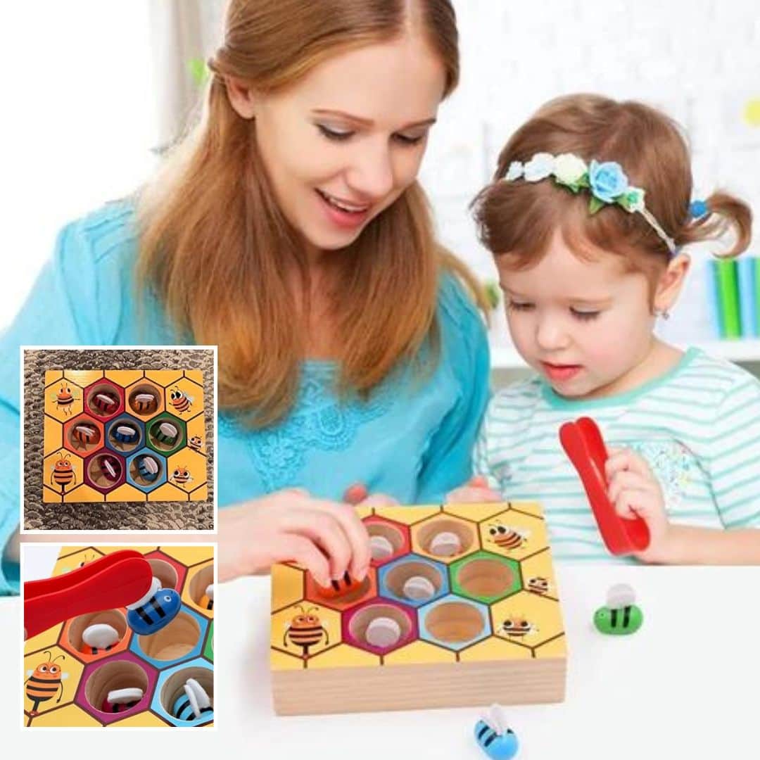 Jouet En Bois Bebe Abeille Mes Abeilles Arc En Ciel