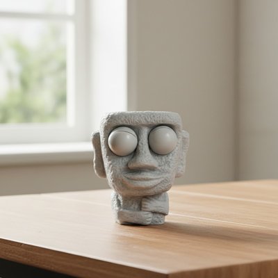 SQUISHIES MOAI YEUX ESCAMOTABLES