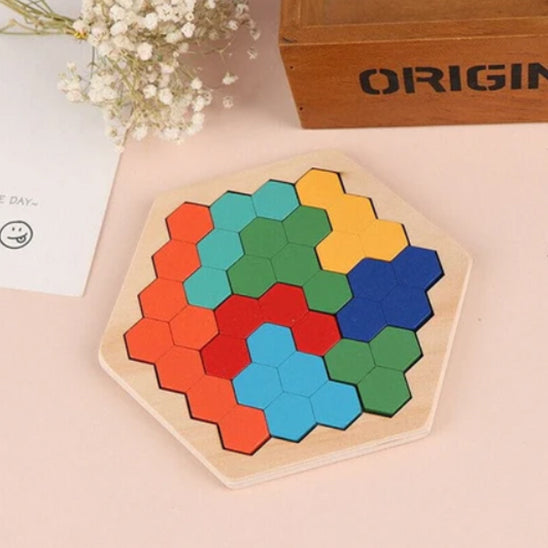 CASSE TETE EN BOIS-TANGRAM -HEXAGONAL