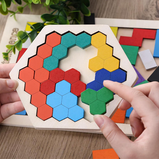 CASSE TETE EN BOIS-TANGRAM -HEXAGONAL