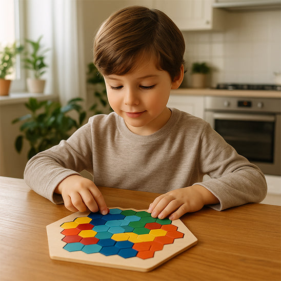 CASSE TETE EN BOIS-TANGRAM -HEXAGONAL