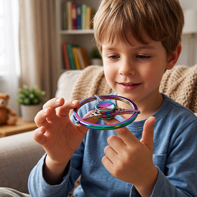 Hand spinner en METAL irisé pour enfants tour eiffel 