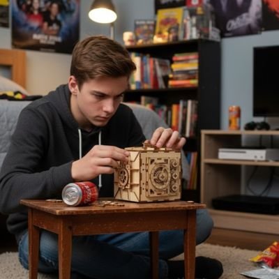 Puzzle en bois coffre fort design créatif