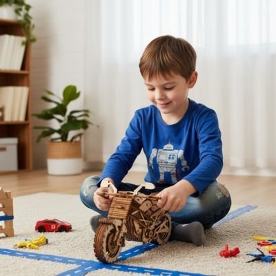 Coffret puzzle 3D moto bois – activité ludique et manuelle pour enfant