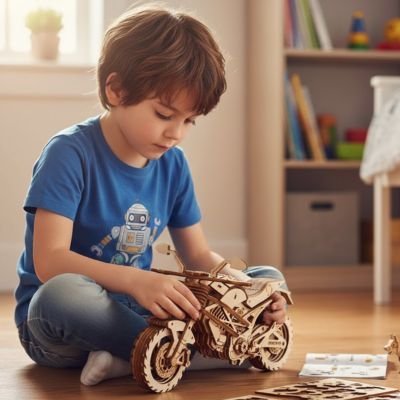 Maquette 3D moto bois décorative – idée cadeau originale pour bricoleurs