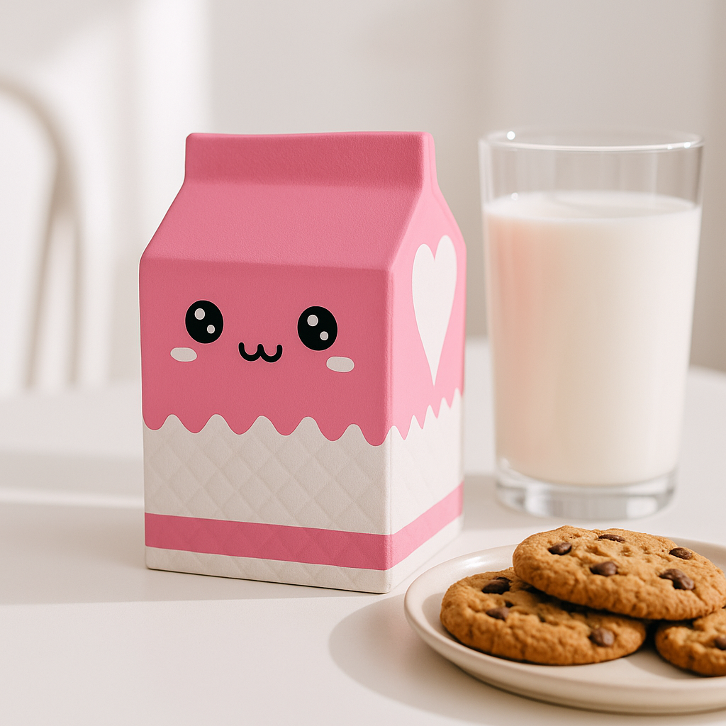 SQUISHY-SQUISHIES - anti stress-brique de lait rose