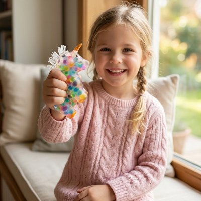 Balle anti stress -squishy licorne avec billes colorées