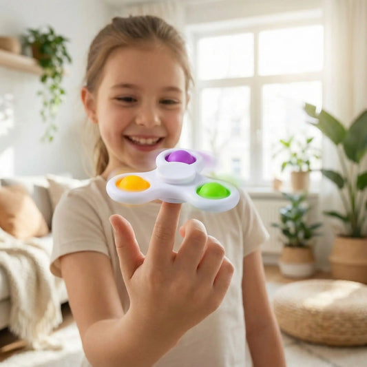 fidget spinner pop it rotatif pour enfant en train de jouer
