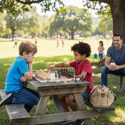 echiquier pliable en bois